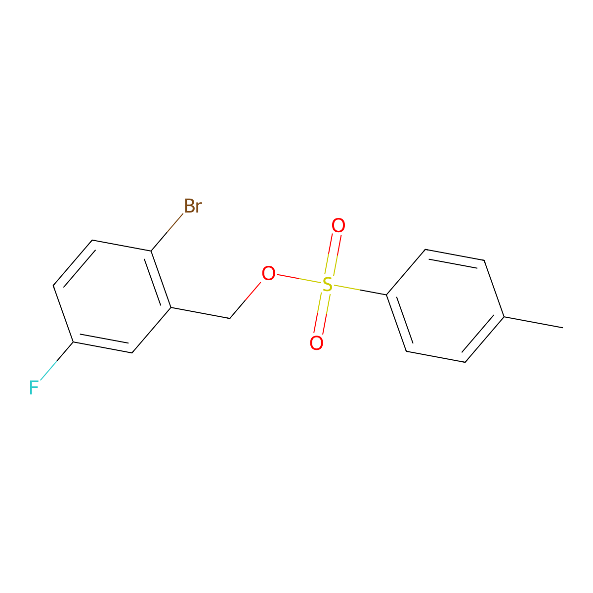(2-Bromo-5-fluorophenyl)methyl 4-methylbenzene-1-sulfonate molecular structure, CAS 1620522-33-9