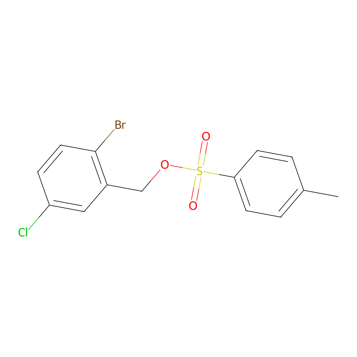 (2-Bromo-5-chlorophenyl)methyl 4-methylbenzene-1-sulfonate molecular structure, CAS 1620522-35-1
