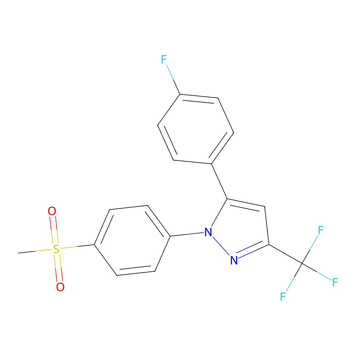 5-(4-Fluorophenyl)-1-(4-methylsulfonylphenyl)-3-trifluoromethyl-1H-pyrazole molecular structure, CAS 162054-19-5