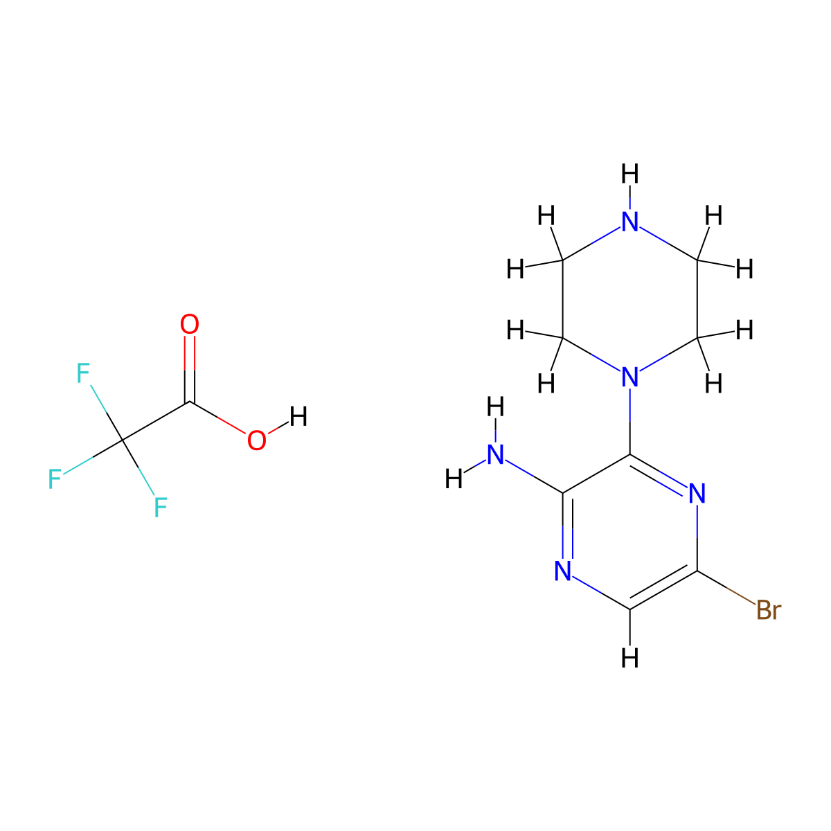 5-Bromo-3-(piperazin-1-yl)pyrazin-2-amine 2,2,2-trifluoroacetate molecular structure, CAS 1620569-21-2