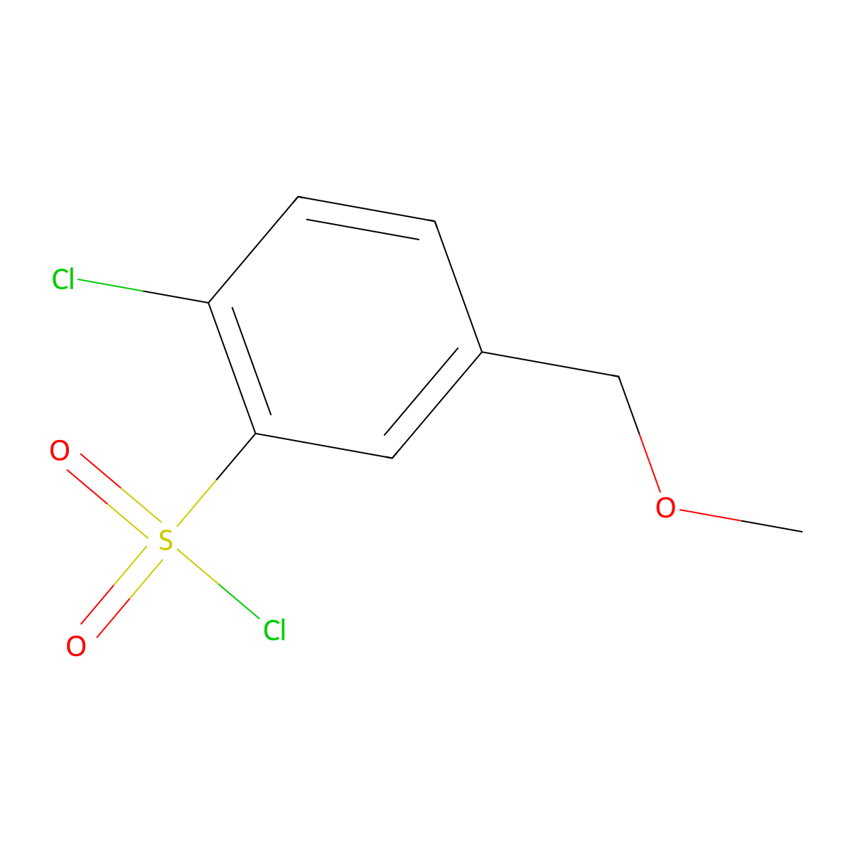 2-Chloro-5-(methoxymethyl)benzene-1-sulfonyl chloride molecular structure, CAS 1620572-65-7