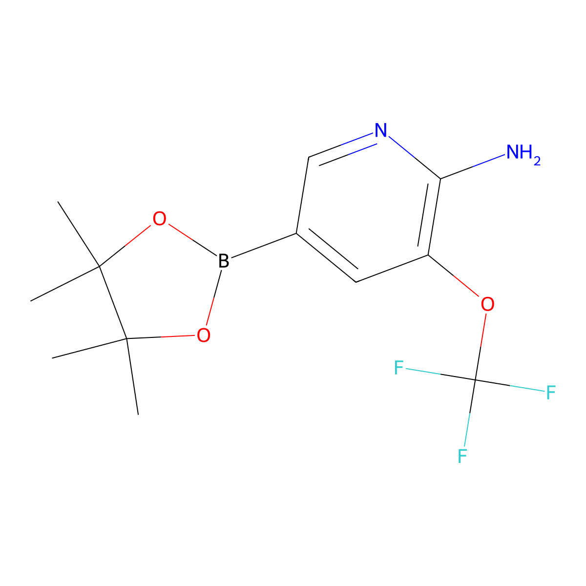 5-(4,4,5,5-Tetramethyl-1,3,2-dioxaborolan-2-yl)-3-(trifluoromethoxy)pyridin-2-amine molecular structure, CAS 1620575-08-7