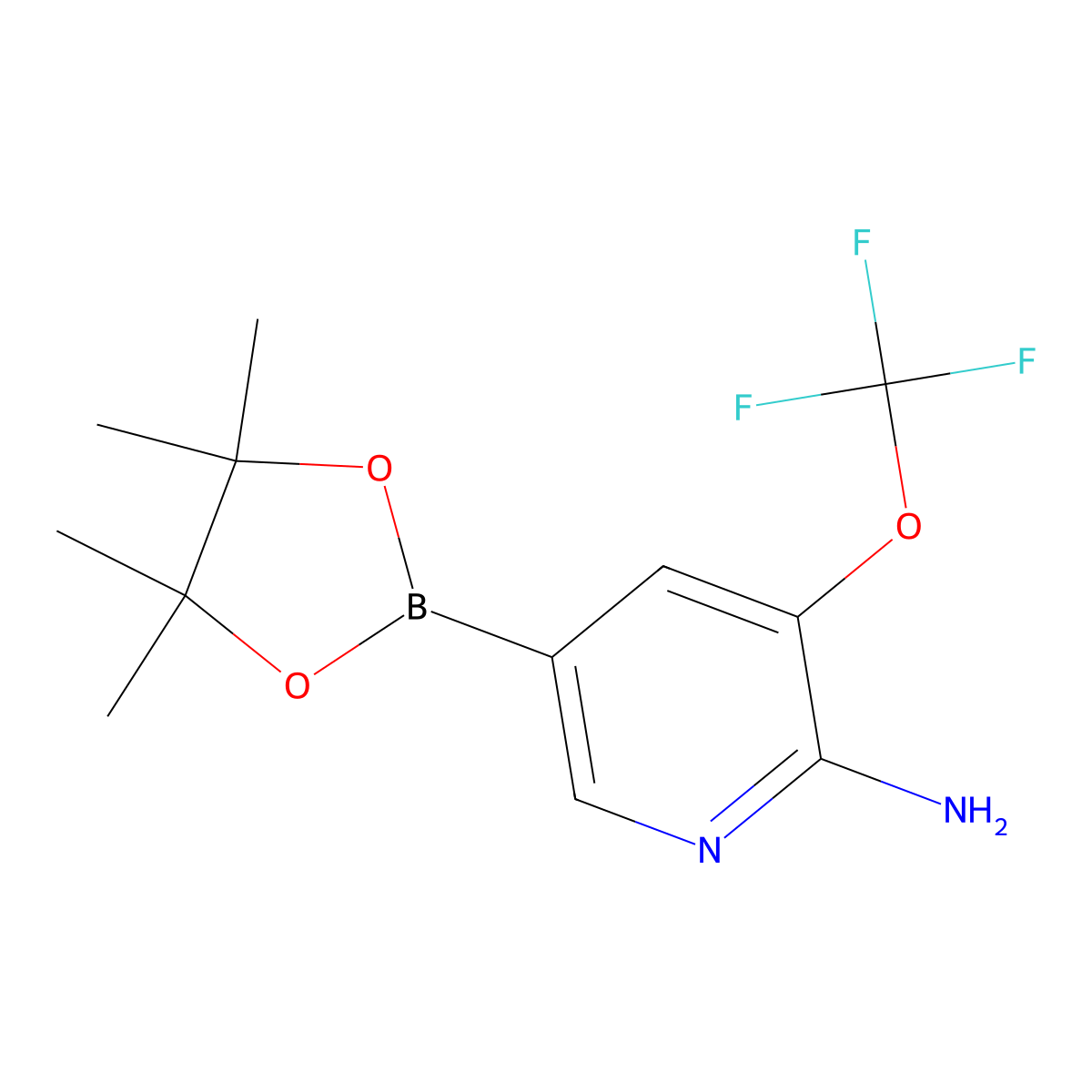 5-(4,4,5,5-Tetramethyl-1,3,2-dioxaborolan-2-yl)-3-(trifluoromethoxy)pyridin-2-amine molecular structure, CAS 1620575-08-7