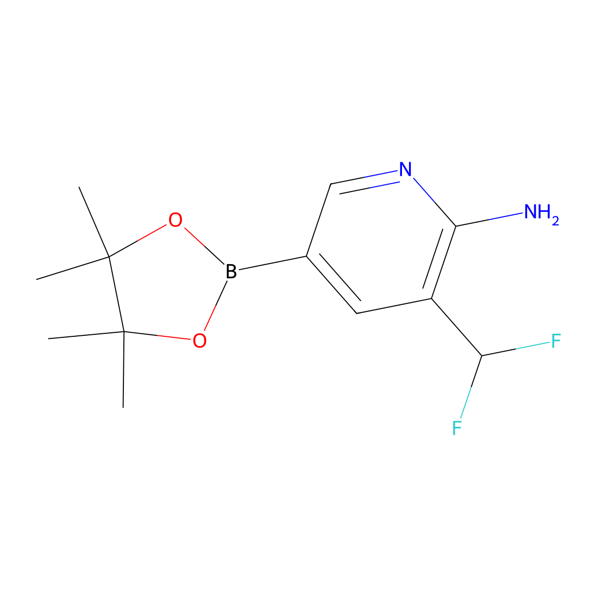3-(Difluoromethyl)-5-(4,4,5,5-tetramethyl-1,3,2-dioxaborolan-2-yl)pyridin-2-amine molecular structure, CAS 1620575-10-1