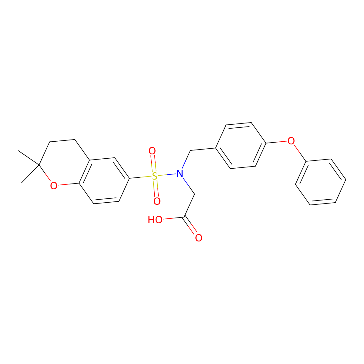 2-[(2,2-Dimethyl-3,4-dihydrochromen-6-yl)sulfonyl-[(4-phenoxyphenyl)methyl]amino]acetic acid molecular structure, CAS 1620582-23-1