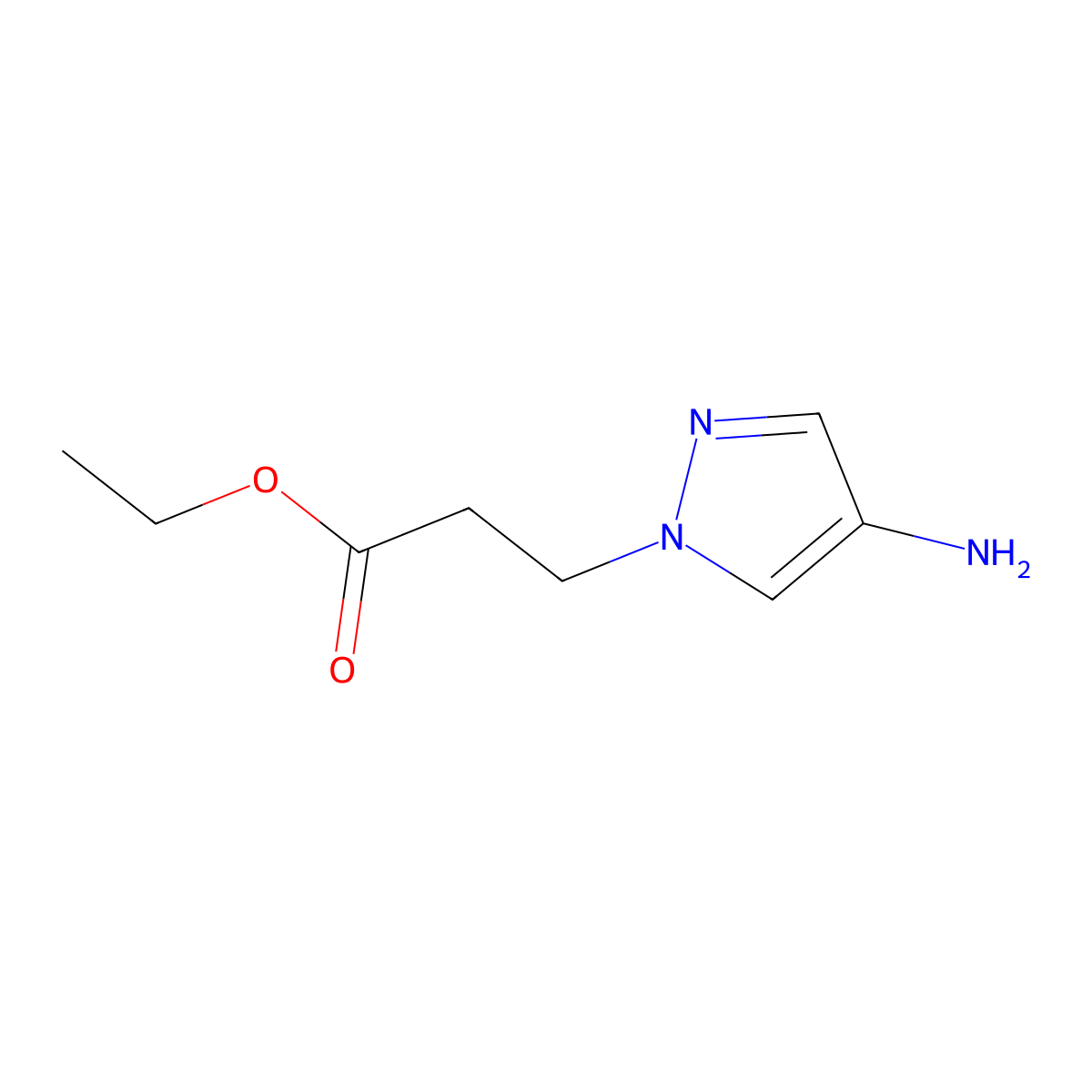 ethyl 3-(4-amino-1H-pyrazol-1-yl)propanoate molecular structure, CAS 1620585-78-5