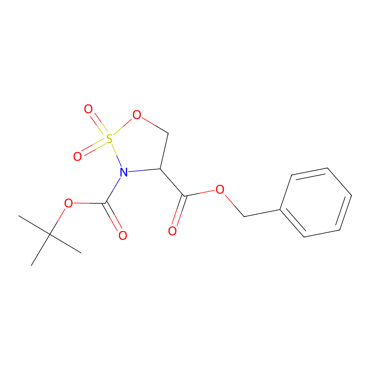 4-Benzyl 3-(tert-butyl) (R)-1,2,3-oxathiazolidine-3,4-dicarboxylate 2,2-dioxide molecular structure, CAS 1620620-29-2