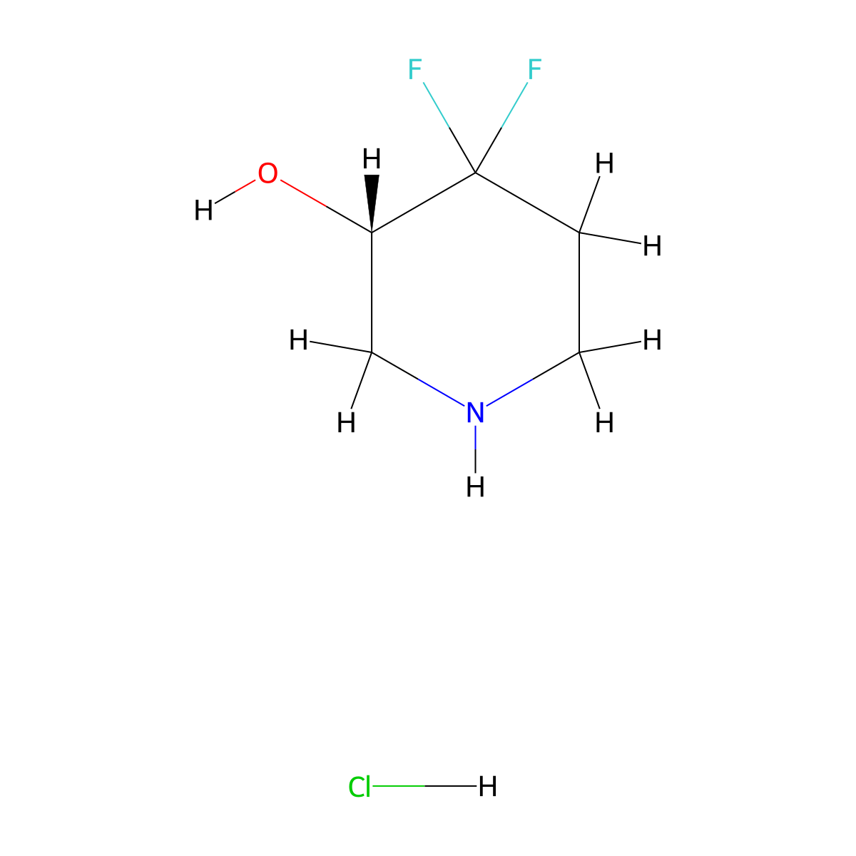 (S)-4,4-Difluoropiperidin-3-ol hydrochloride molecular structure, CAS 1620656-05-4
