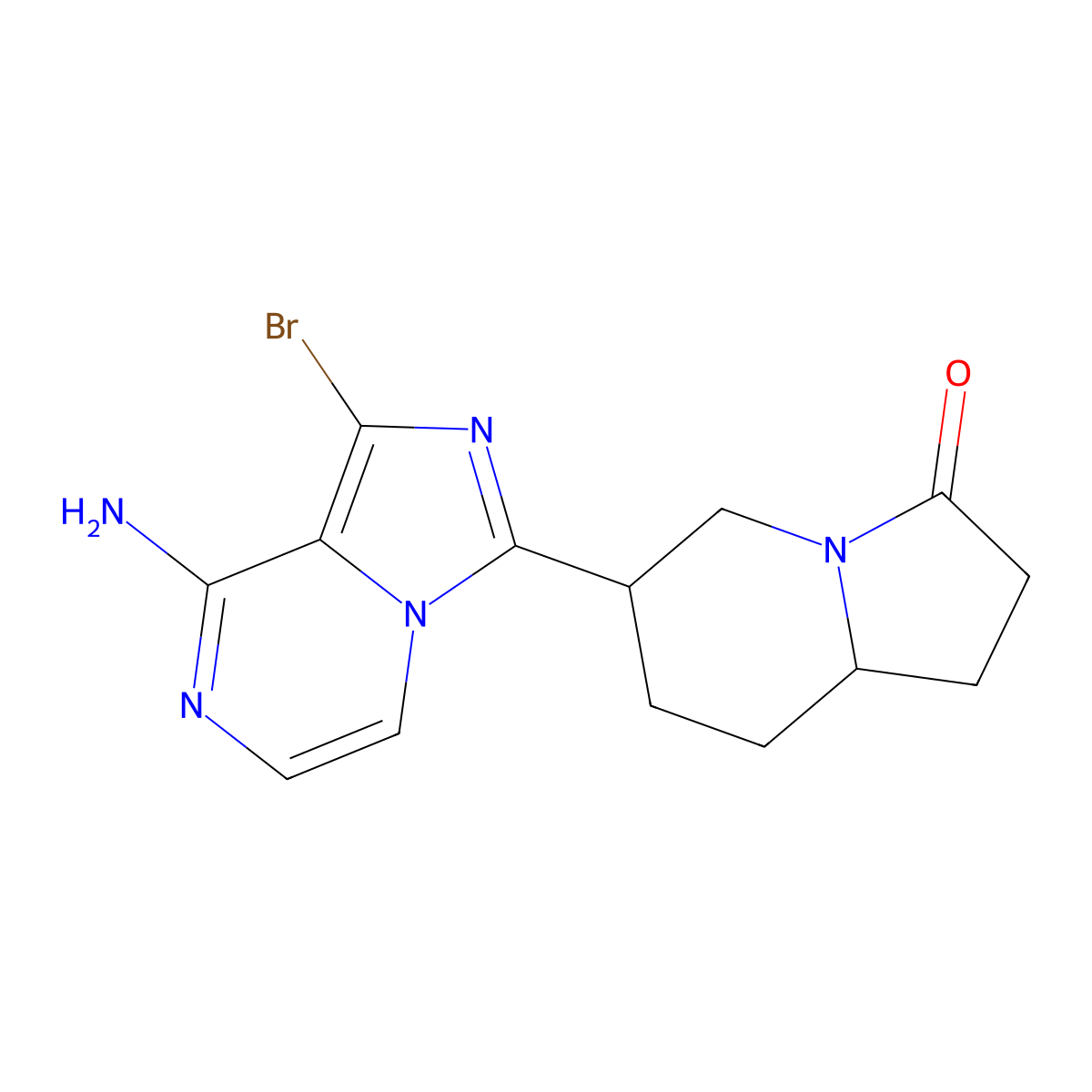 (6R,8aS)-6-(8-amino-1-bromoimidazo[1,5-a]pyrazin-3-yl)hexahydroindolizin-3(2H)-one molecular structure, CAS 1620675-62-8