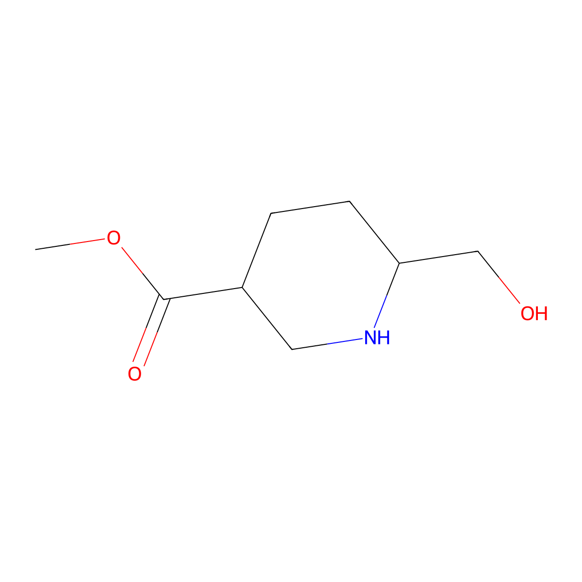(3R,6S)-methyl 6-(hydroxymethyl)piperidine-3-carboxylate molecular structure, CAS 1620676-32-5