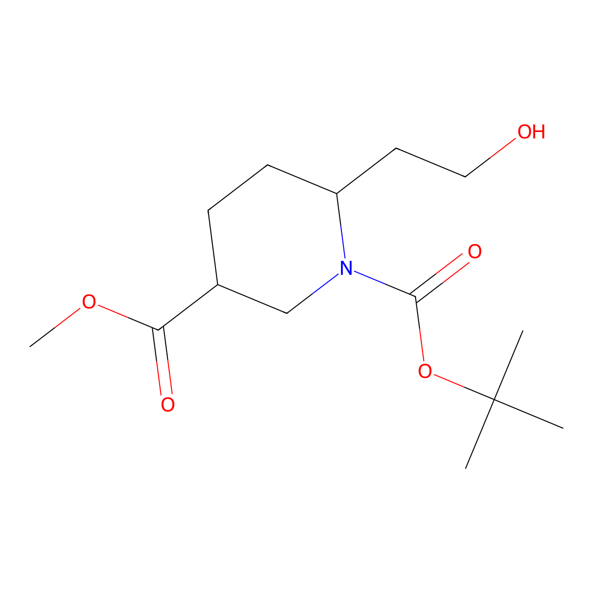 1-Tert-butyl 3-methyl 6-(2-hydroxyethyl)piperidine-1,3-dicarboxylate molecular structure, CAS 1620676-90-5