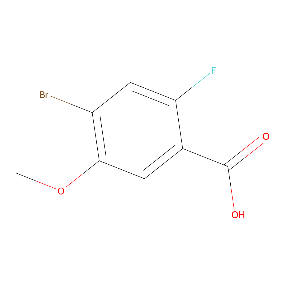 4-Bromo-2-fluoro-5-methoxybenzoic acid molecular structure, CAS 1620677-51-1