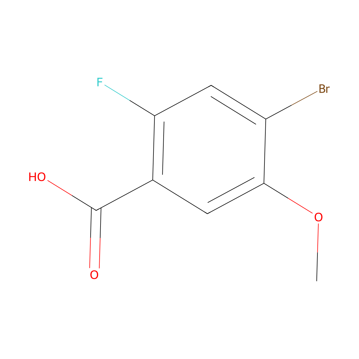 4-Bromo-2-fluoro-5-methoxybenzoic acid molecular structure, CAS 1620677-51-1