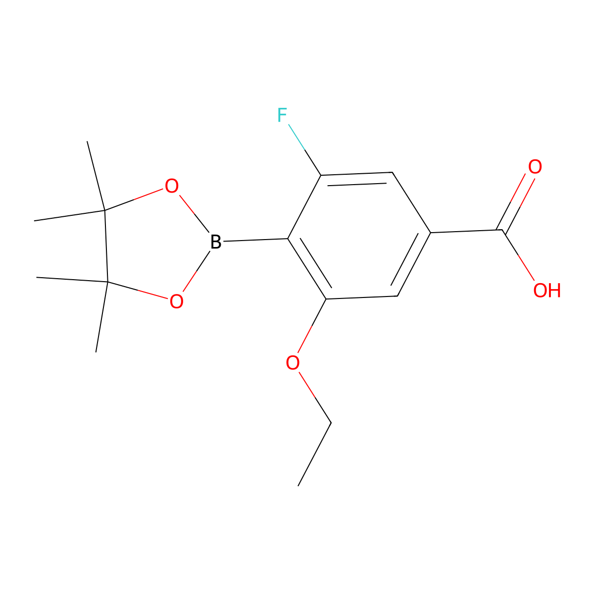 3-Ethoxy-5-fluoro-4-(4,4,5,5-tetramethyl-1,3,2-dioxaborolan-2-yl)benzoic acid molecular structure, CAS 1620678-10-5