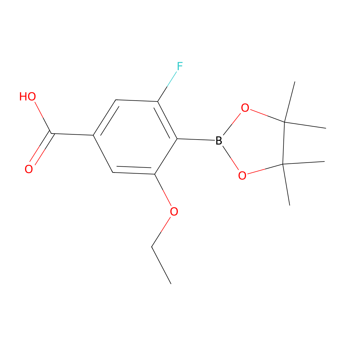 3-Ethoxy-5-fluoro-4-(4,4,5,5-tetramethyl-1,3,2-dioxaborolan-2-yl)benzoic acid molecular structure, CAS 1620678-10-5