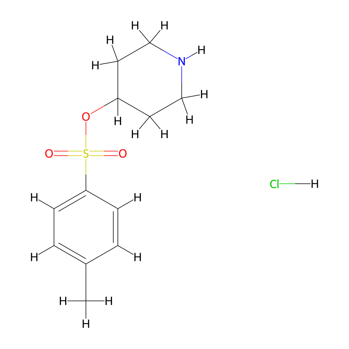 Piperidin-4-yl 4-methylbenzene-1-sulfonate hydrochloride molecular structure, CAS 1620740-64-8