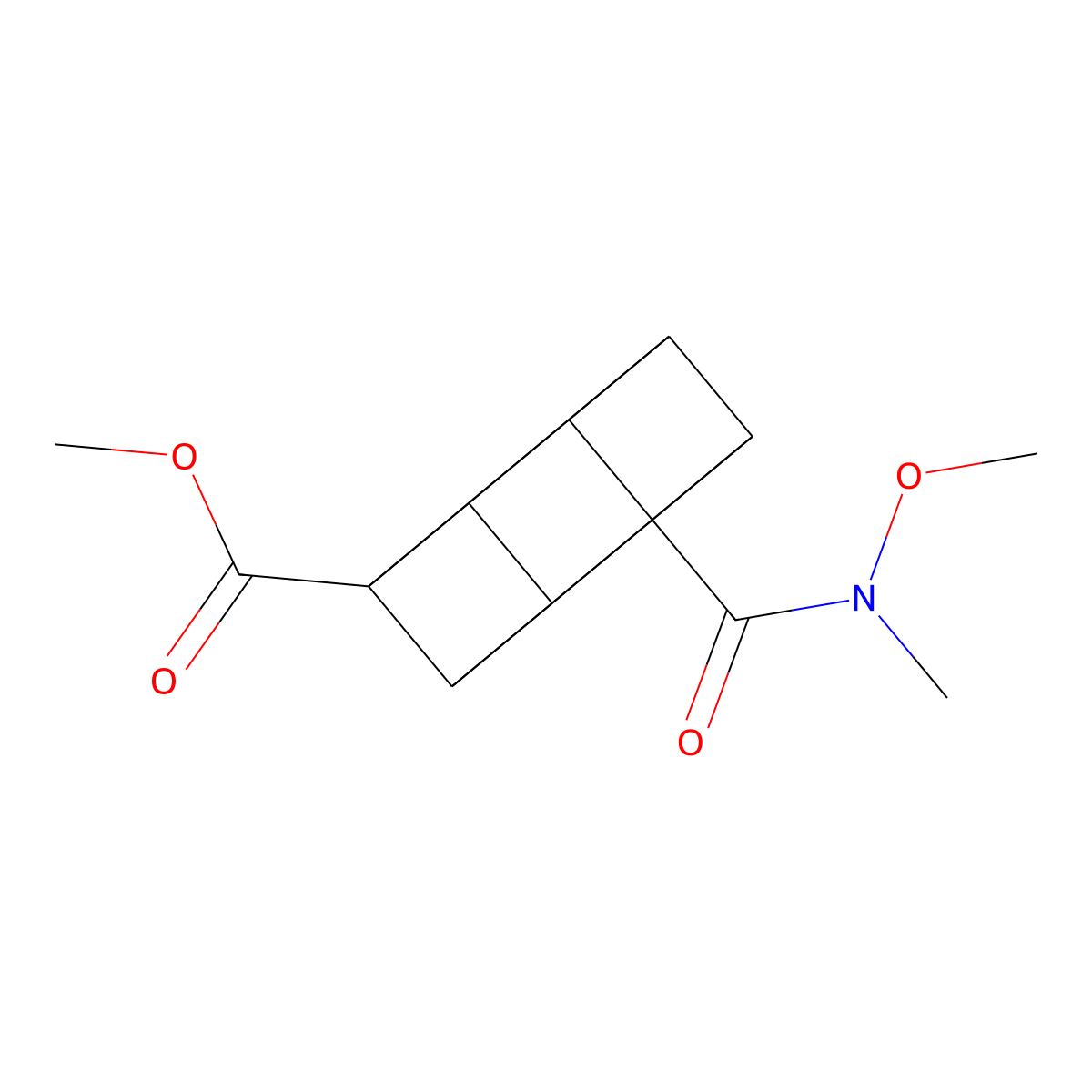 Methyl 4-(methoxy(methyl)carbamoyl)cubane-1-carboxylate molecular structure, CAS 1620821-79-5