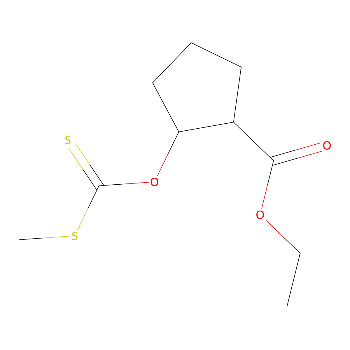 (1R,2S)-ethyl 2-(((methylthio)carbonothioyl)oxy)cyclopentanecarboxylate molecular structure, CAS 162084-62-0
