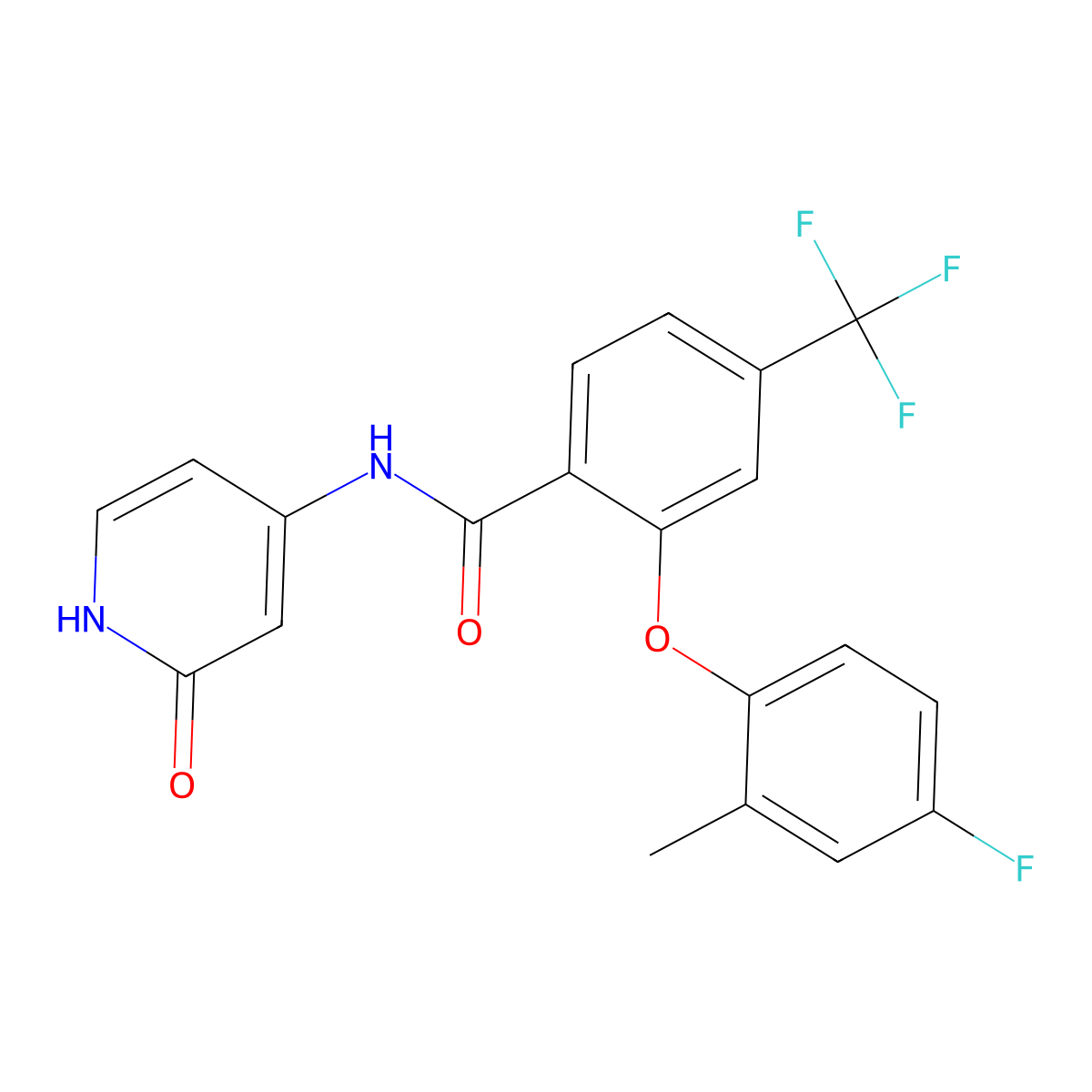 2-(4-fluoro-2-methylphenoxy)-N-(2-oxo-1,2-dihydropyridin-4-yl)-4-(trifluoromethyl)benzamide molecular structure, CAS 1620846-16-3