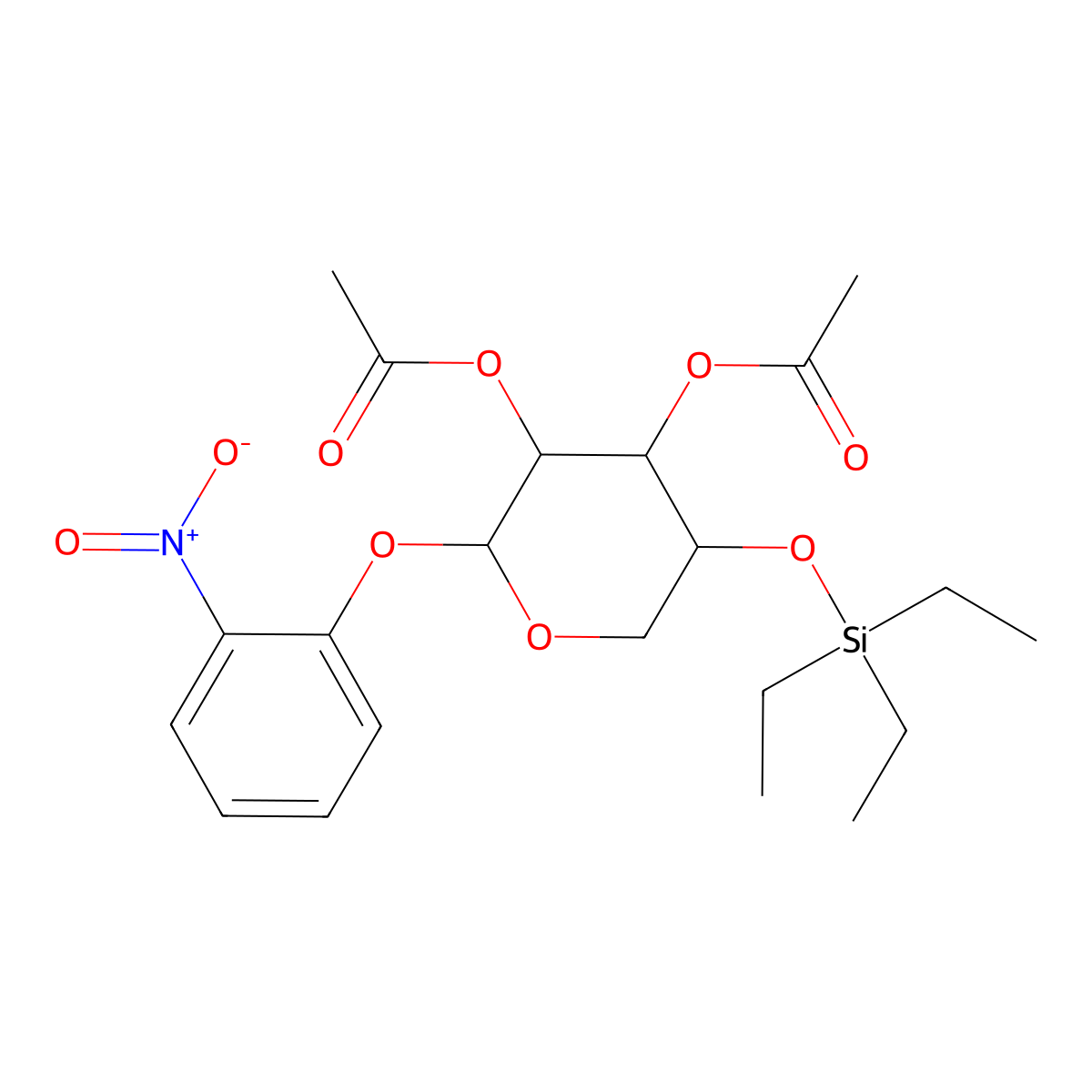 2'-Nitrophenyl 2,3-Di-O-acetyl-4-O-triethylsilyl-b-D-xylopyranoside molecular structure, CAS 162088-90-6