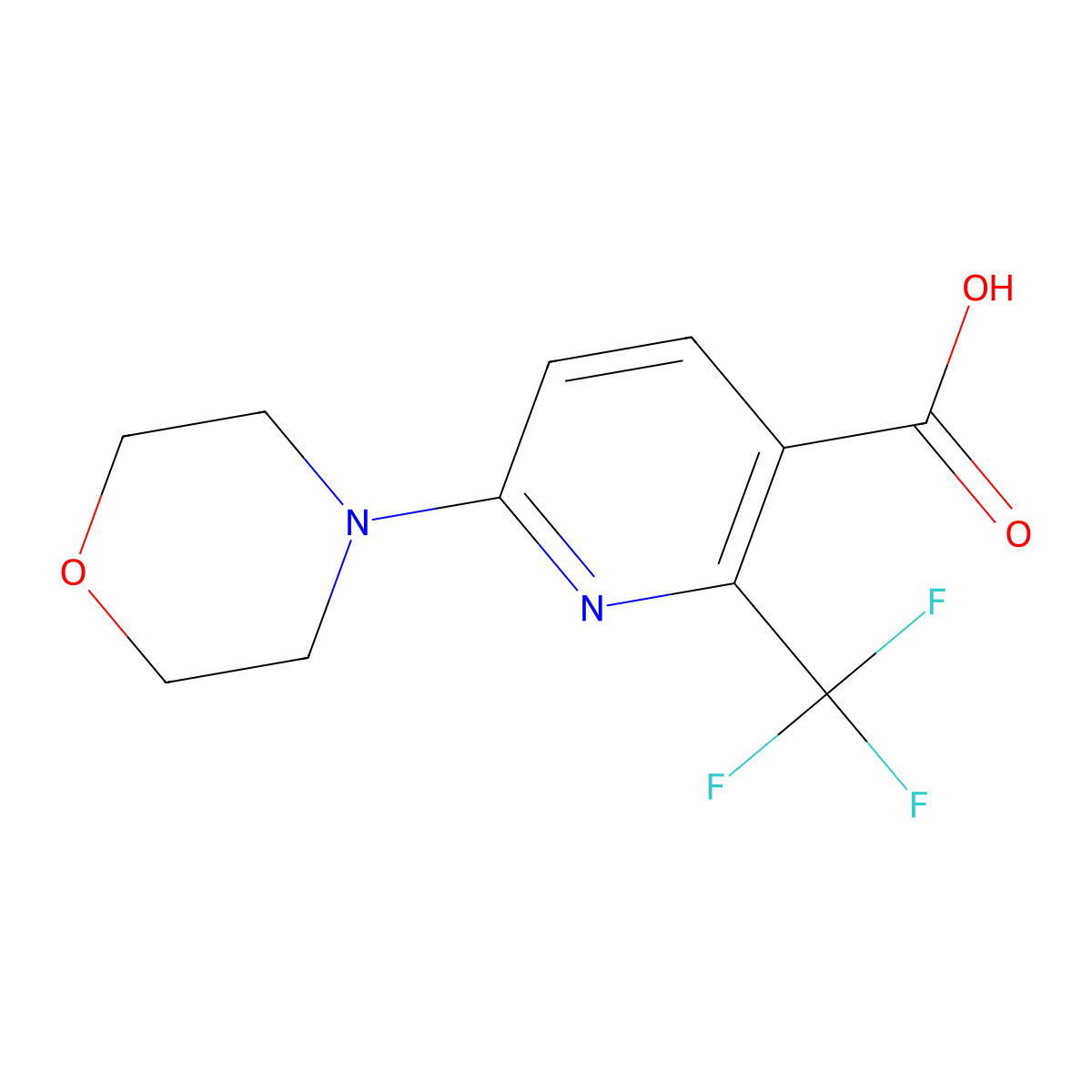 6-Morpholin-4-yl-2-(trifluoromethyl)pyridine-3-carboxylic acid molecular structure, CAS 1620899-71-9