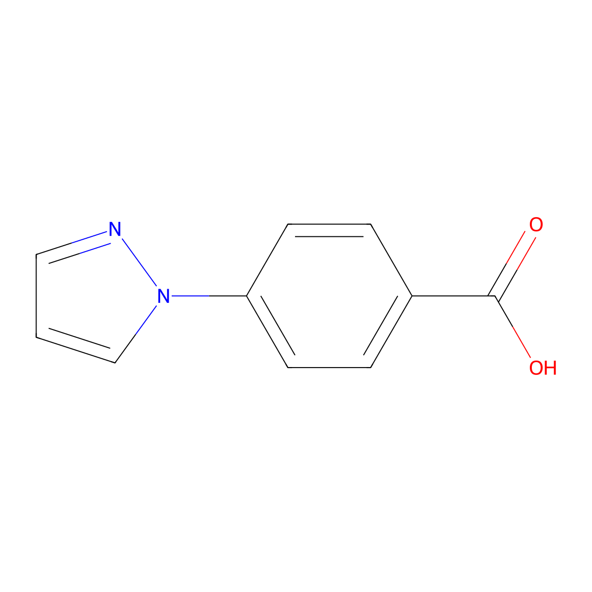 4-(1H-pyrazol-1-yl)benzoic acid molecular structure, CAS 16209-00-0