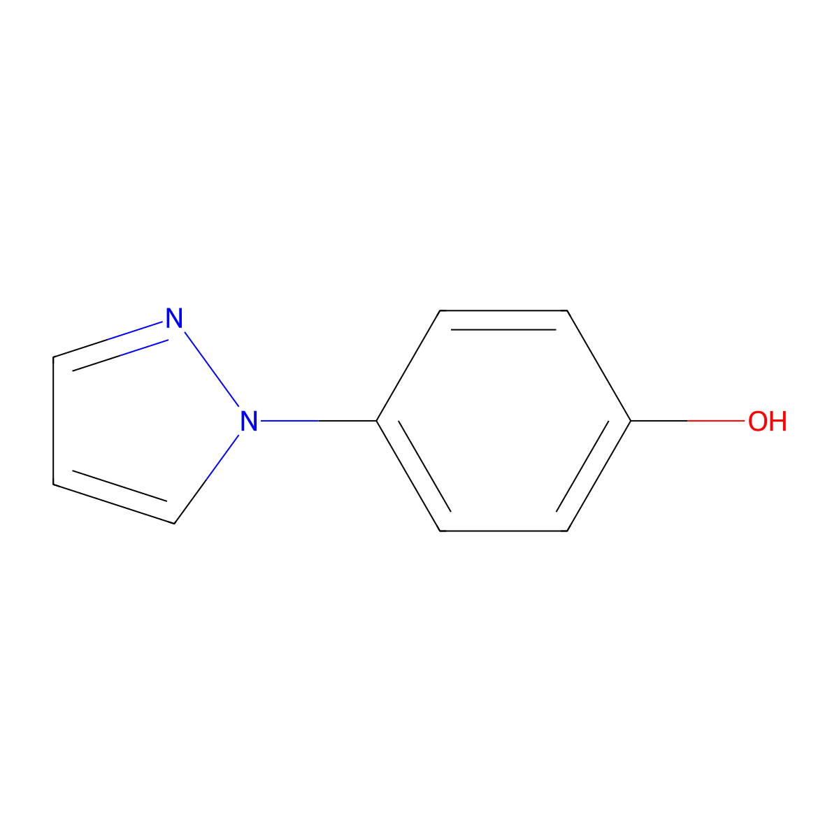 4-(1H-Pyrazol-1-yl)phenol molecular structure, CAS 16209-02-2