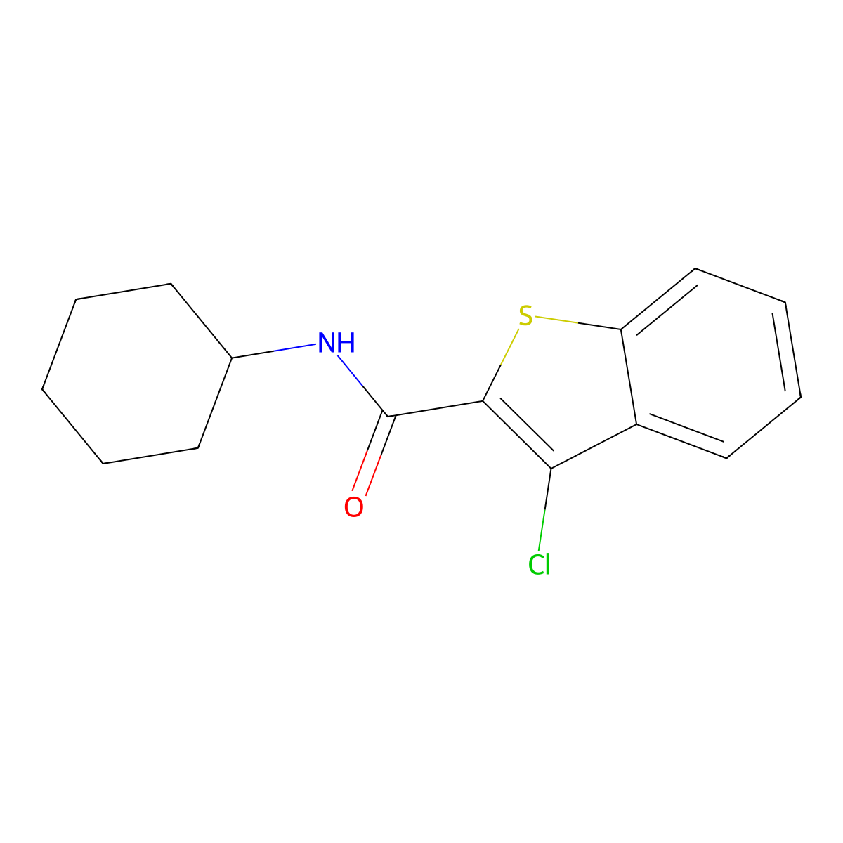 3-chloro-N-cyclohexyl-1-benzothiophene-2-carboxamide molecular structure, CAS 162090-69-9