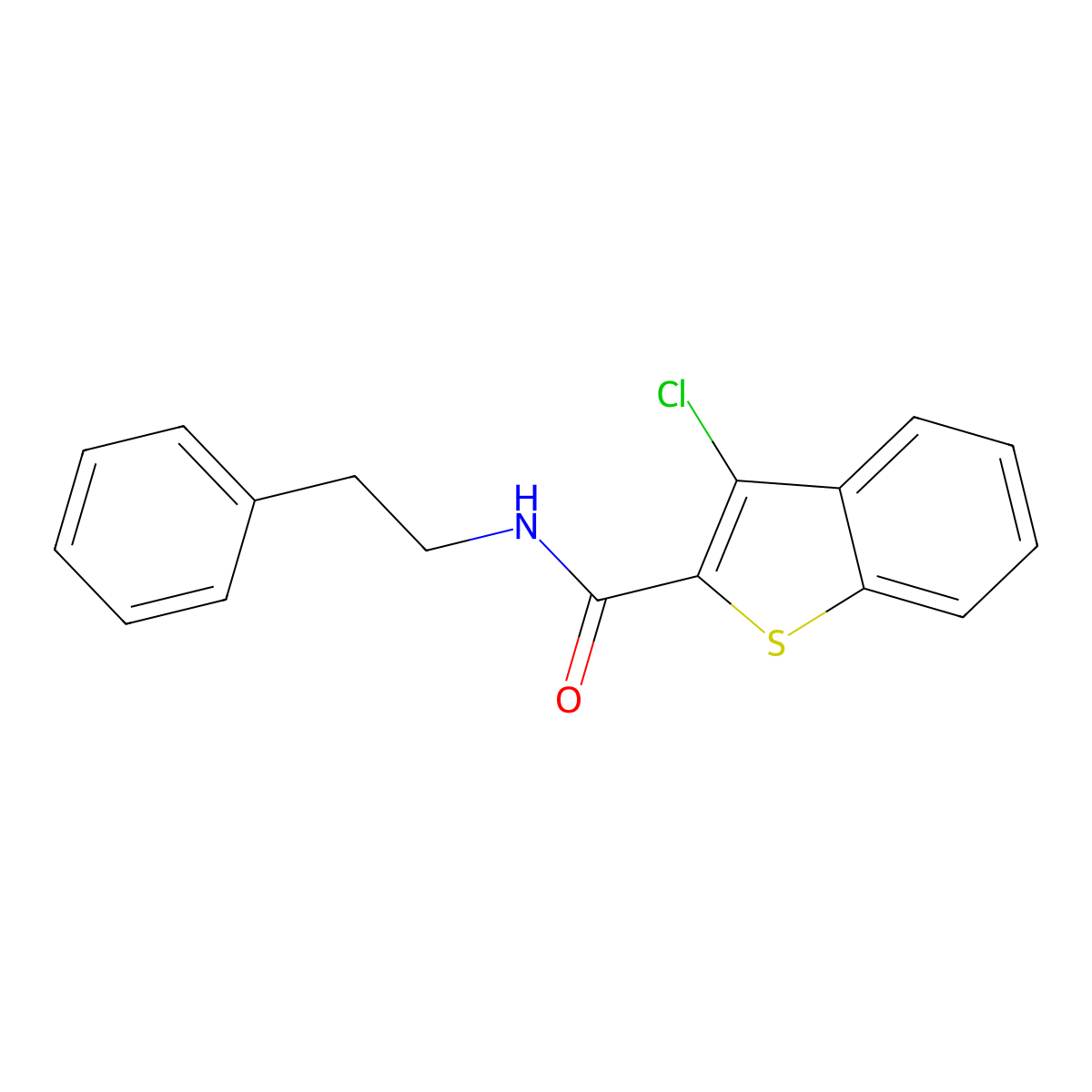 3-chloro-N-(2-phenylethyl)-1-benzothiophene-2-carboxamide molecular structure, CAS 162090-73-5