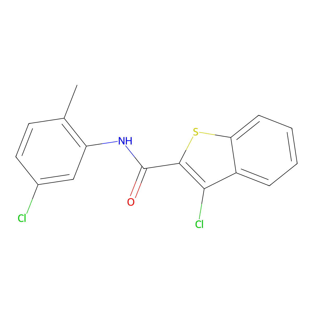 3-chloro-N-(5-chloro-2-methylphenyl)-1-benzothiophene-2-carboxamide molecular structure, CAS 162090-75-7