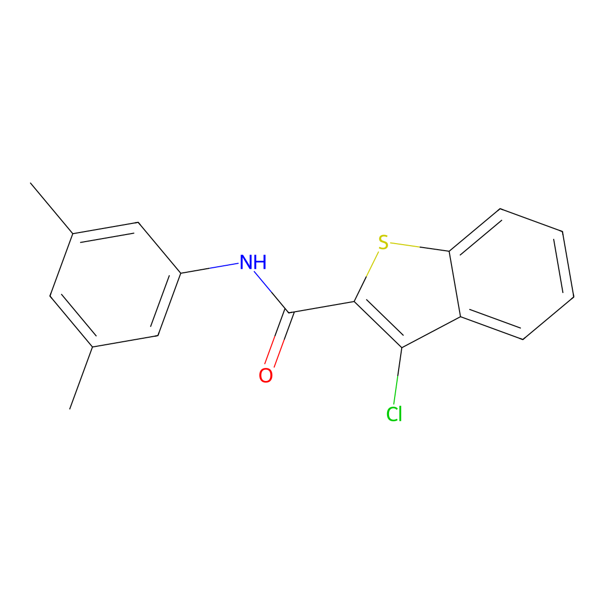 3-chloro-N-(3,5-dimethylphenyl)-1-benzothiophene-2-carboxamide molecular structure, CAS 162090-95-1