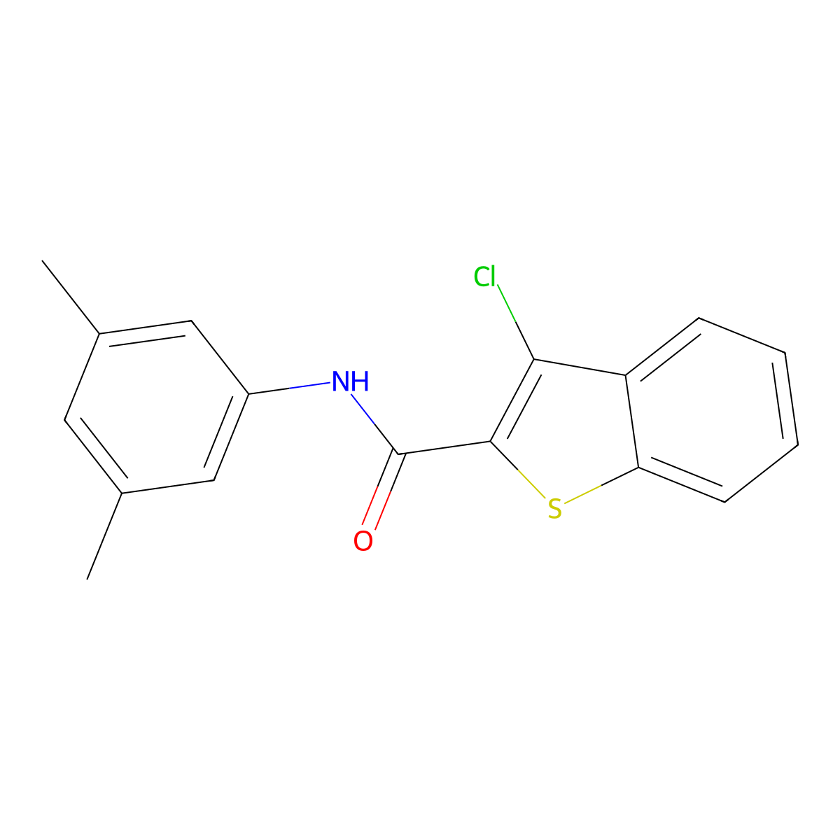 3-chloro-N-(3,5-dimethylphenyl)-1-benzothiophene-2-carboxamide molecular structure, CAS 162090-95-1