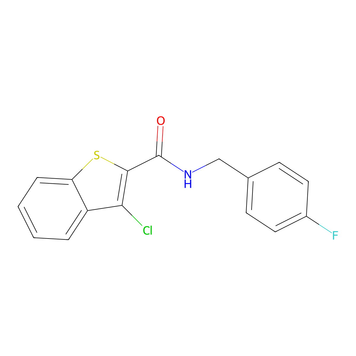 3-chloro-N-[(4-fluorophenyl)methyl]-1-benzothiophene-2-carboxamide molecular structure, CAS 162091-01-2