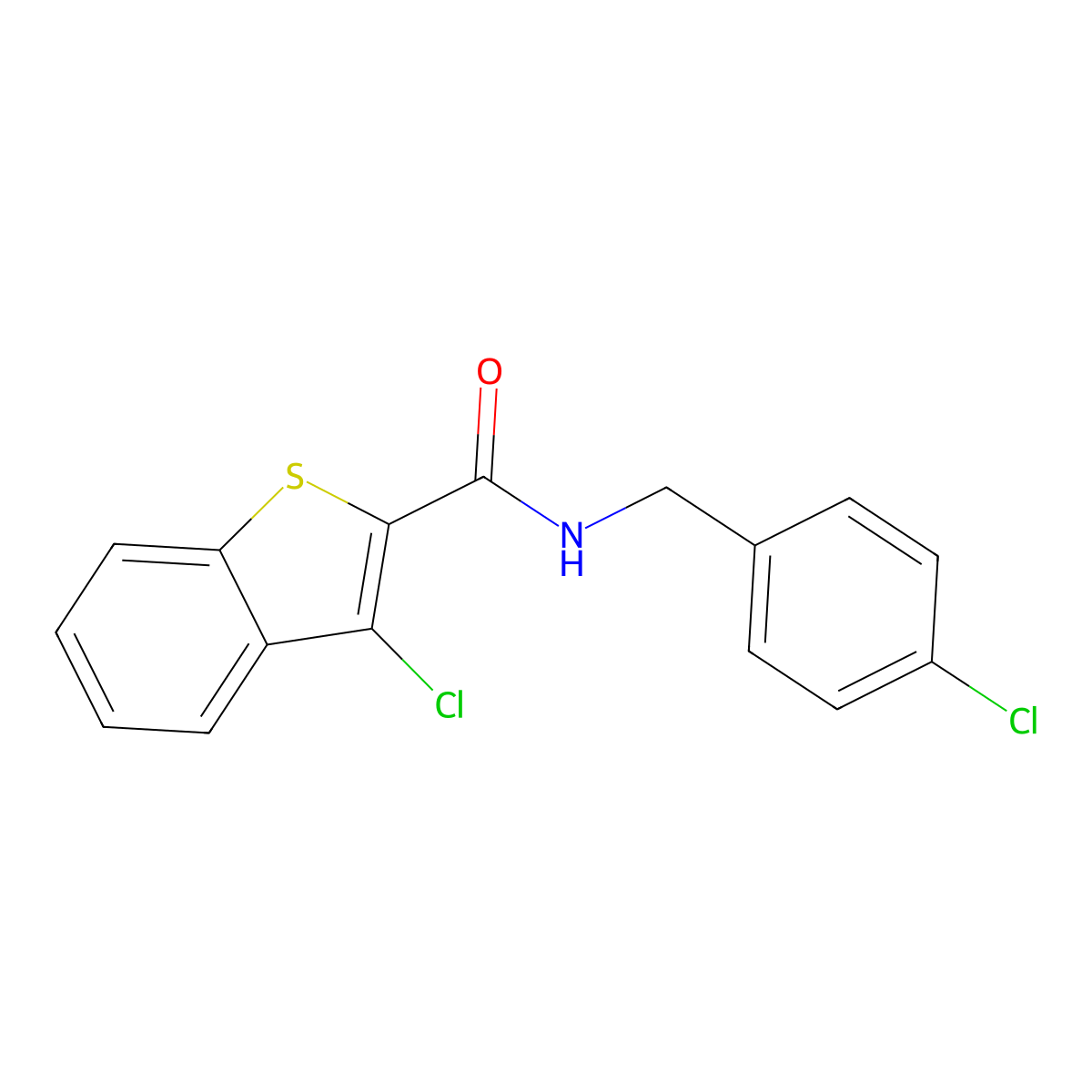 3-chloro-N-(4-chlorobenzyl)-1-benzothiophene-2-carboxamide molecular structure, CAS 162091-02-3