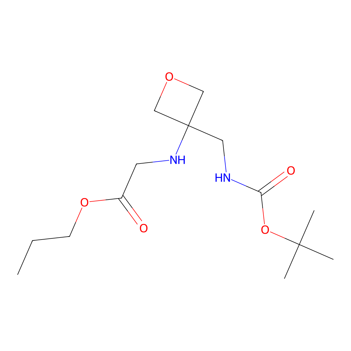 2-[3-[(tert-Butoxycarbonylamino)methyl]oxetane-3-ylamino]acetic acid propyl ester molecular structure, CAS 1620923-79-6