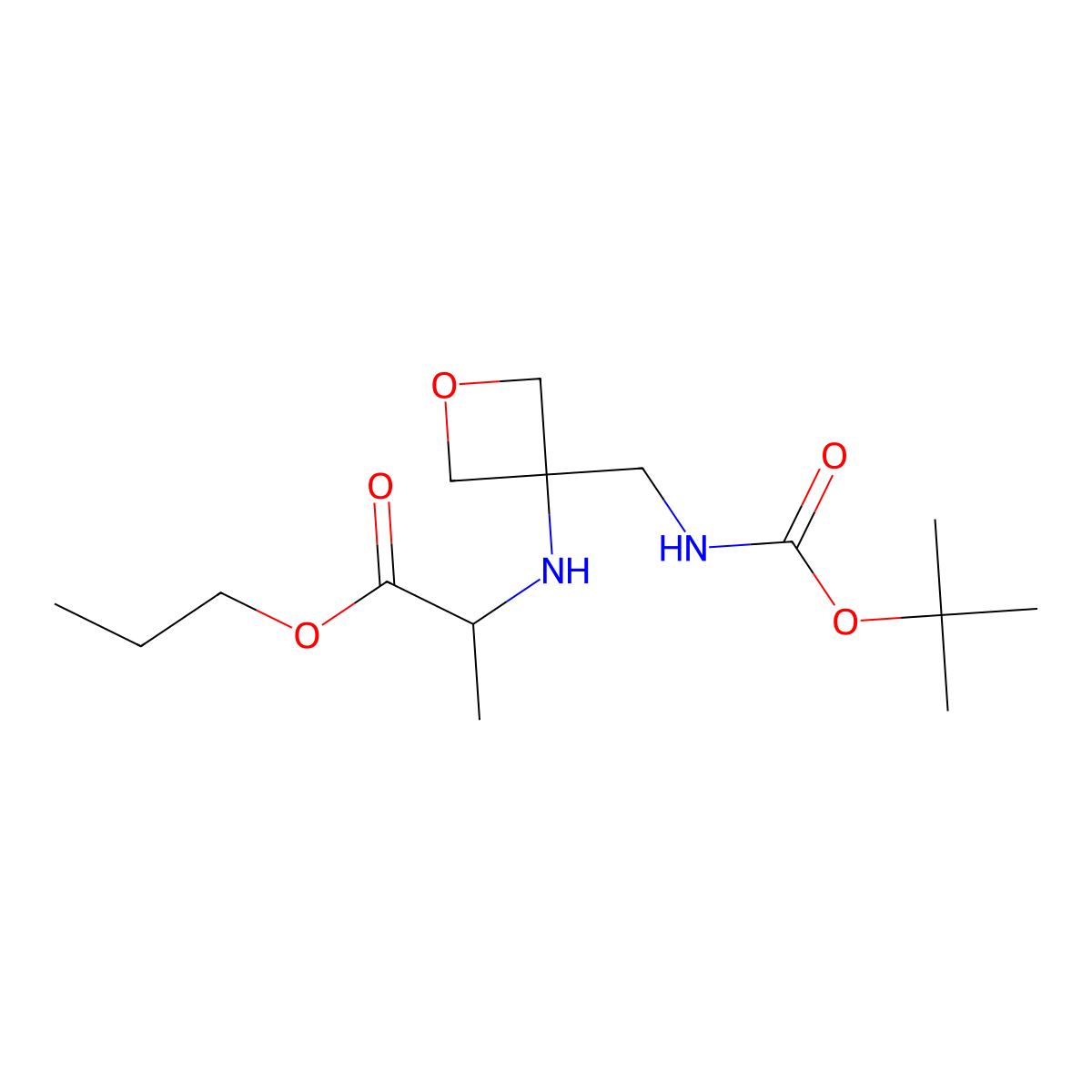 propyl (3-(((tert-butoxycarbonyl)amino)methyl)oxetan-3-yl)-L-alaninate molecular structure, CAS 1620923-80-9