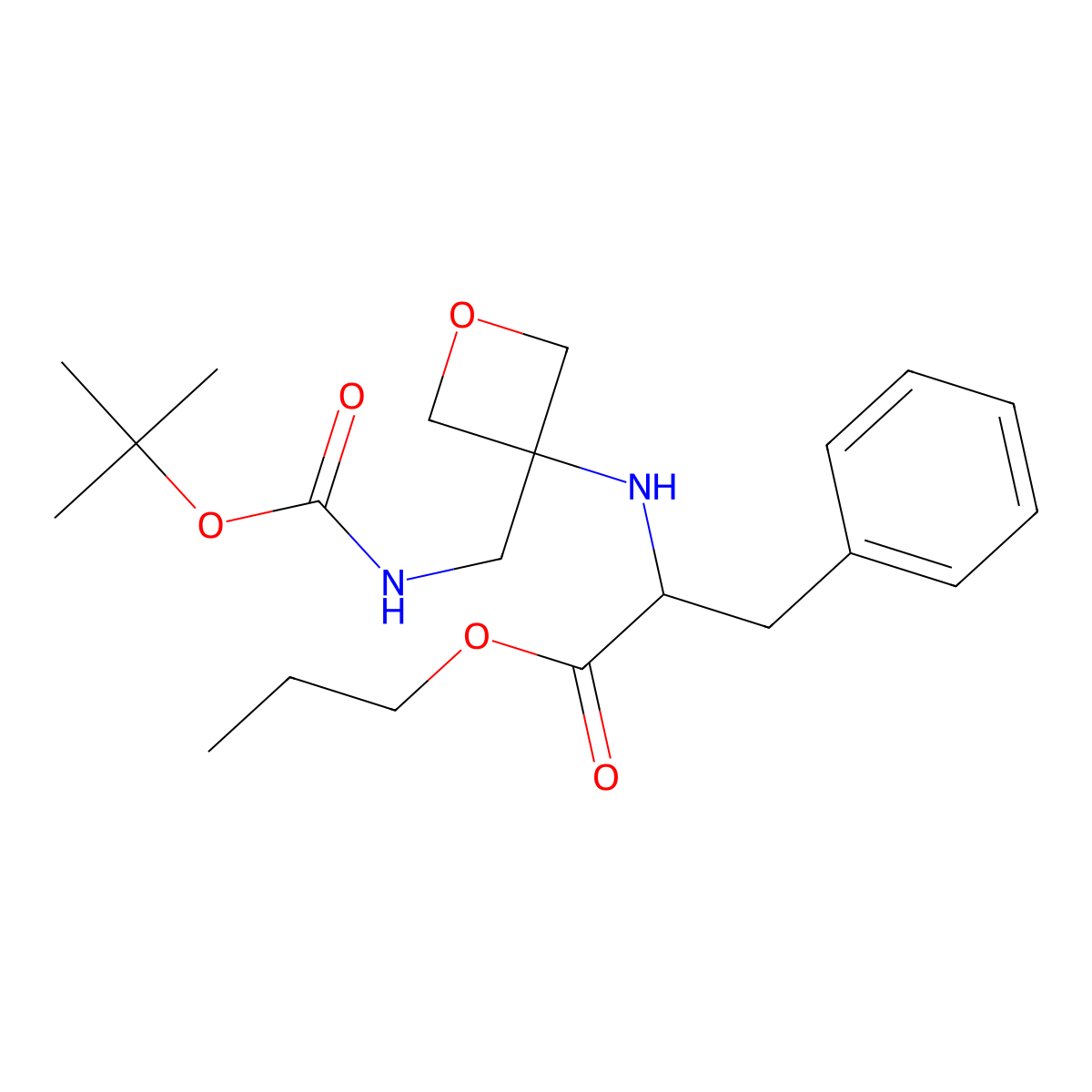 propyl (3-(((tert-butoxycarbonyl)amino)methyl)oxetan-3-yl)-L-phenylalaninate molecular structure, CAS 1620923-83-2