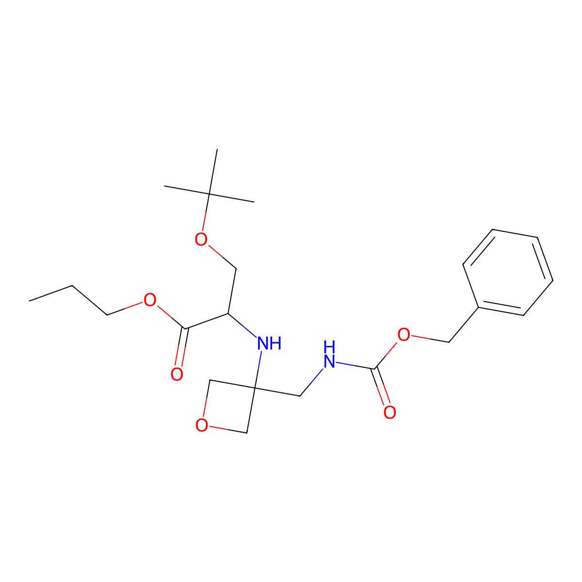 propyl N-(3-((((benzyloxy)carbonyl)amino)methyl)oxetan-3-yl)-O-(tert-butyl)-L-serinate molecular structure, CAS 1620923-85-4