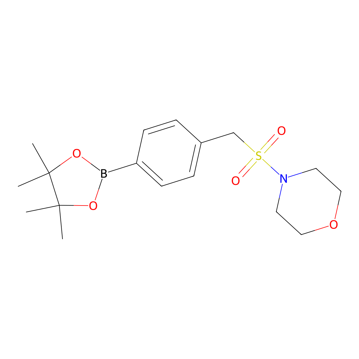 4-[4-(4,4,5,5-Tetramethyl-[1,3,2]dioxaborolan-2-yl)-phenylmethanesulfonyl]-morpholine molecular structure, CAS 1620955-85-2