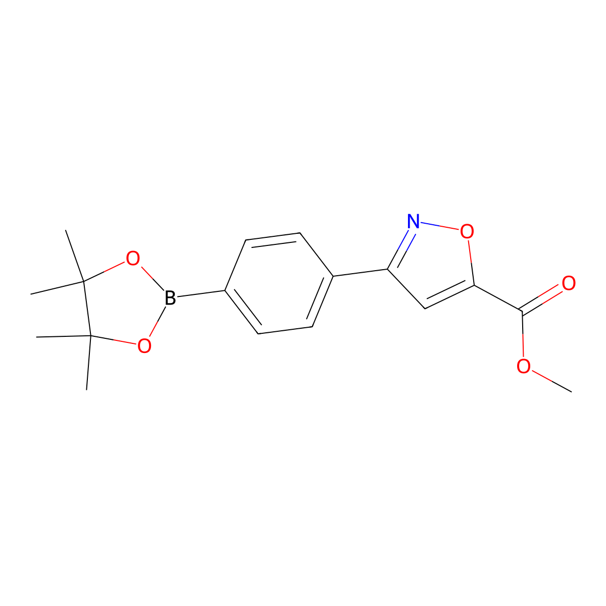 Methyl 3-(4-(4,4,5,5-tetramethyl-1,3,2-dioxaborolan-2-YL)phenyl)isoxazole-5-carboxylate molecular structure, CAS 1620955-88-5