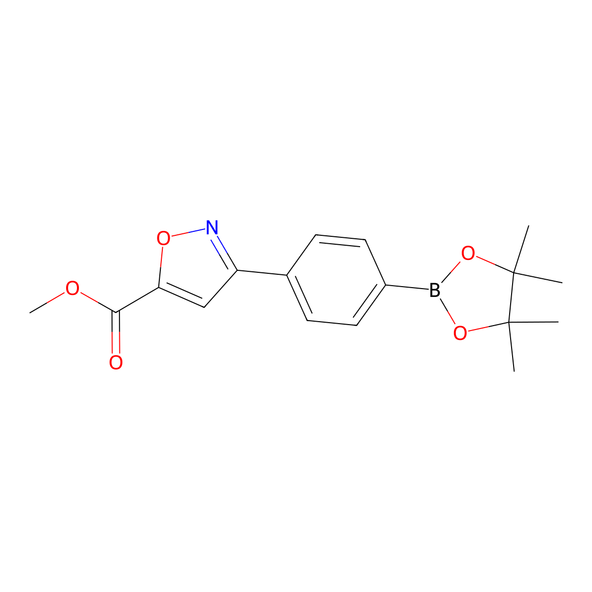 Methyl 3-(4-(4,4,5,5-tetramethyl-1,3,2-dioxaborolan-2-YL)phenyl)isoxazole-5-carboxylate molecular structure, CAS 1620955-88-5