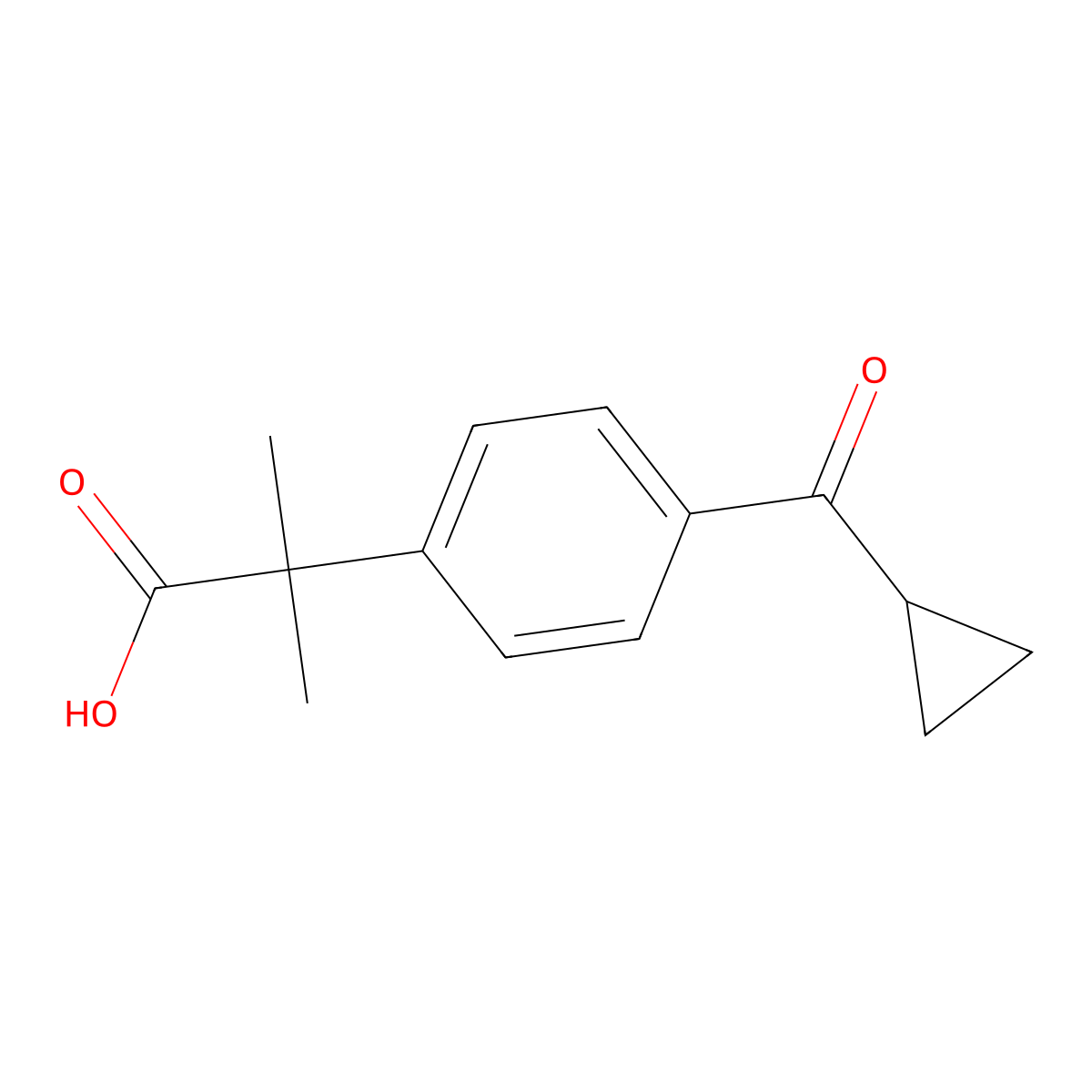 4-(Cyclopropylcarbonyl)-I+-,I+--dimethylbenzeneacetic acid molecular structure, CAS 162096-54-0