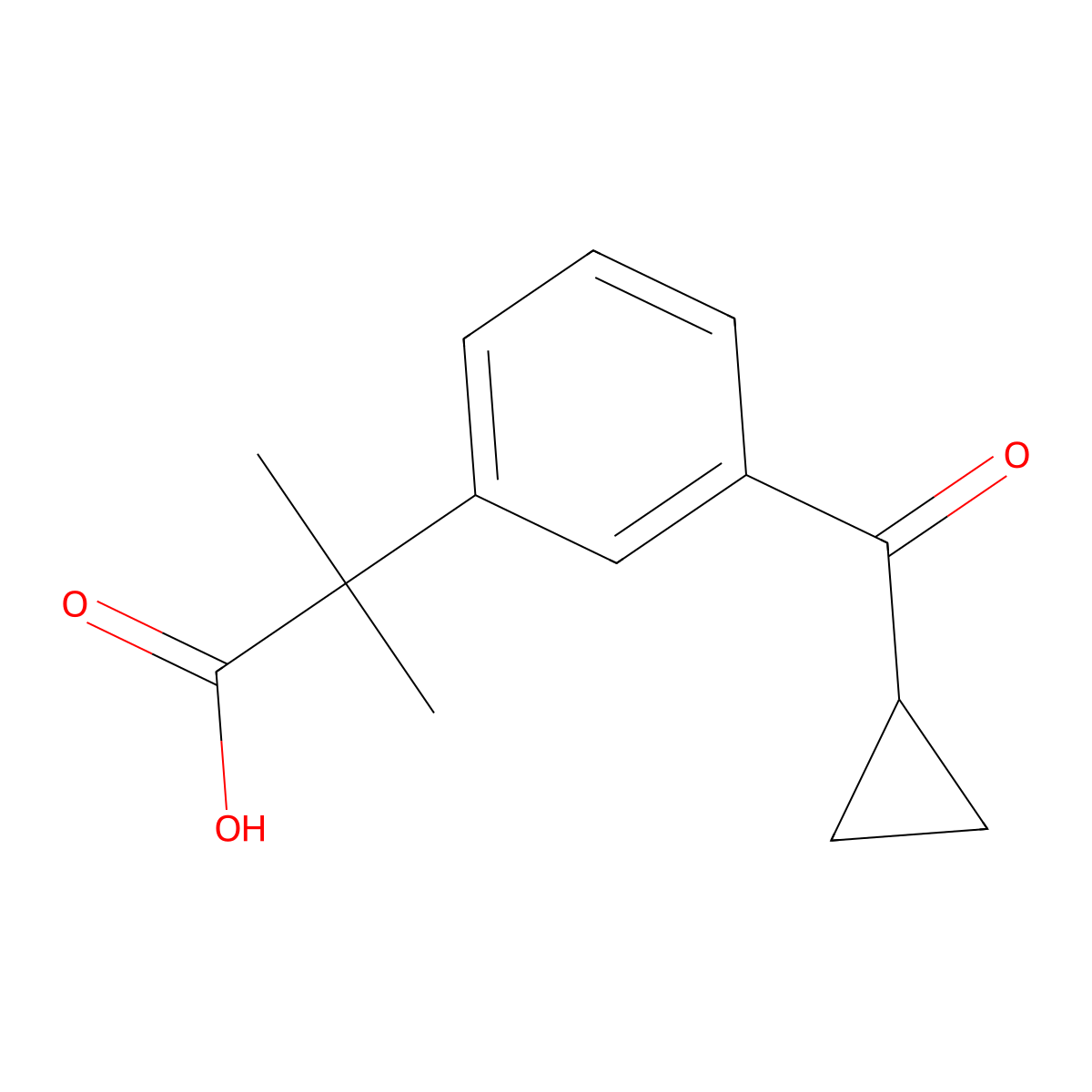 2-(3-(Cyclopropanecarbonyl)phenyl)-2-methylpropanoic acid molecular structure, CAS 162096-56-2