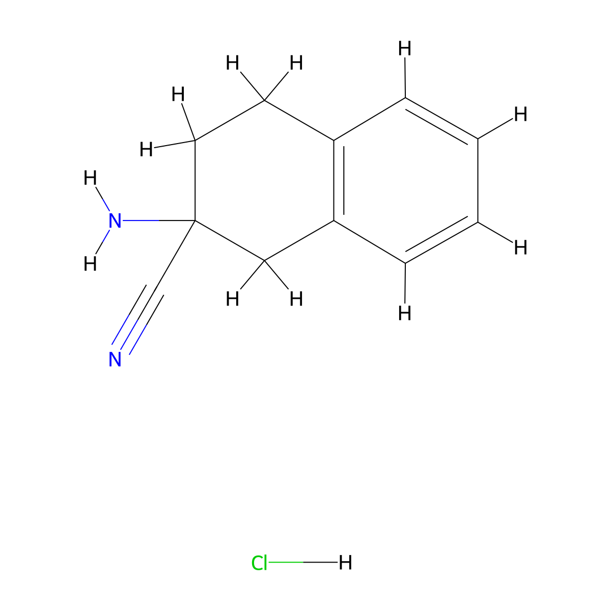 2-Amino-1,2,3,4-tetrahydronaphthalene-2-carbonitrile hydrochloride molecular structure, CAS 162098-82-0
