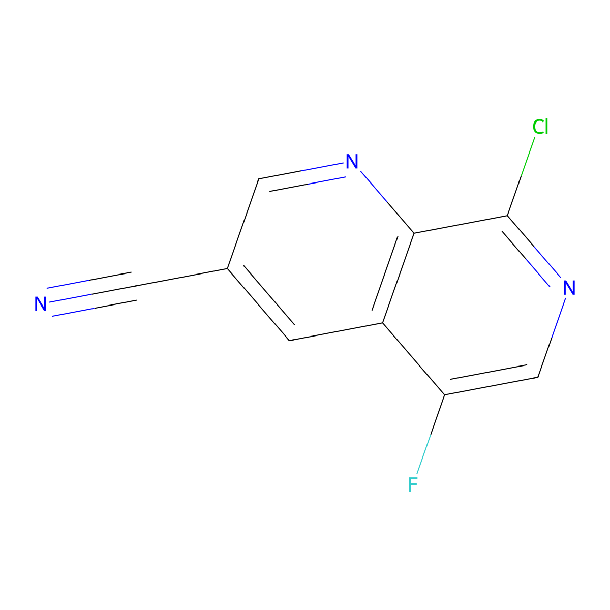 8-Chloro-5-fluoro-1,7-naphthyridine-3-carbonitrile molecular structure, CAS 1620981-11-4