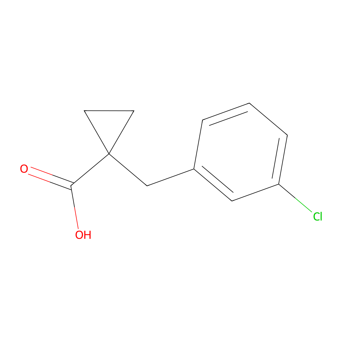 1-[(3-Chlorophenyl)methyl]cyclopropane-1-carboxylic acid molecular structure, CAS 1621-29-0
