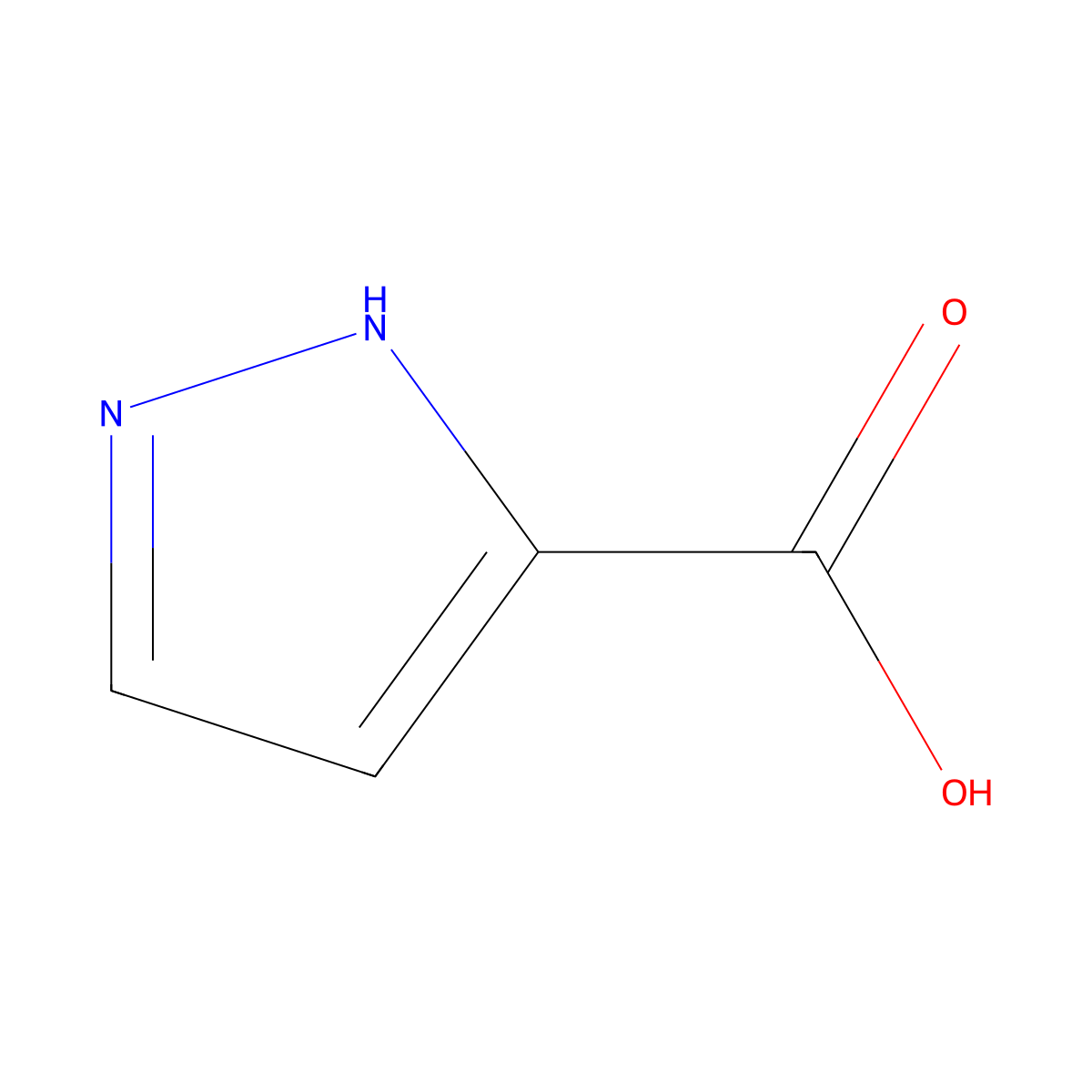 1H-Pyrazole-5-carboxylic acid molecular structure, CAS 1621-91-6