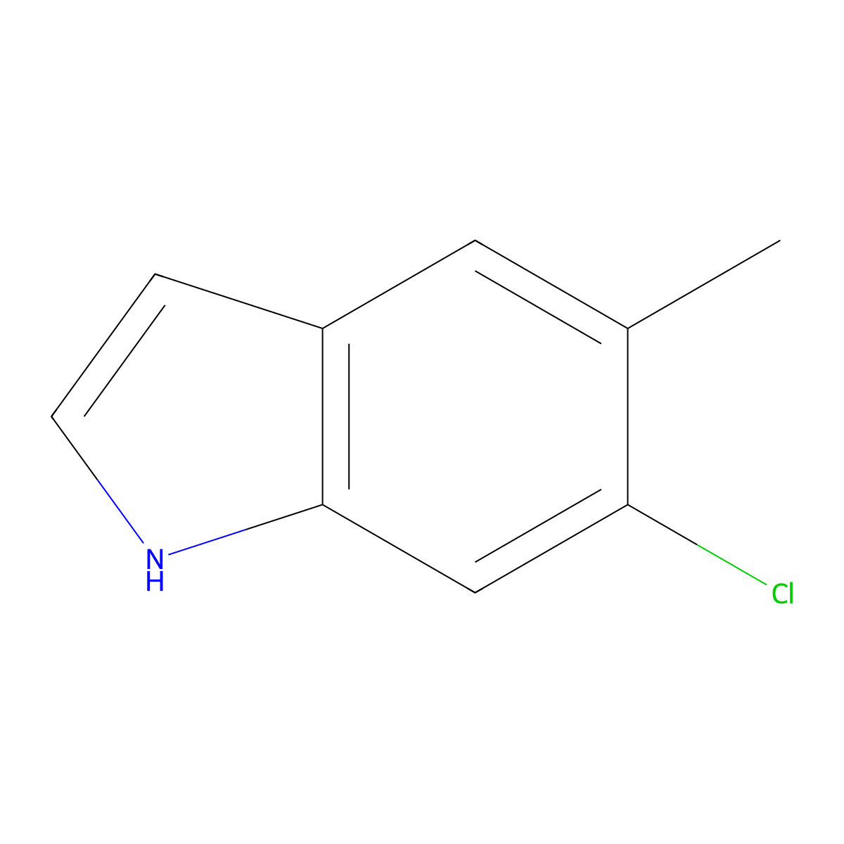 6-chloro-5-methyl-1H-indole molecular structure, CAS 162100-42-7