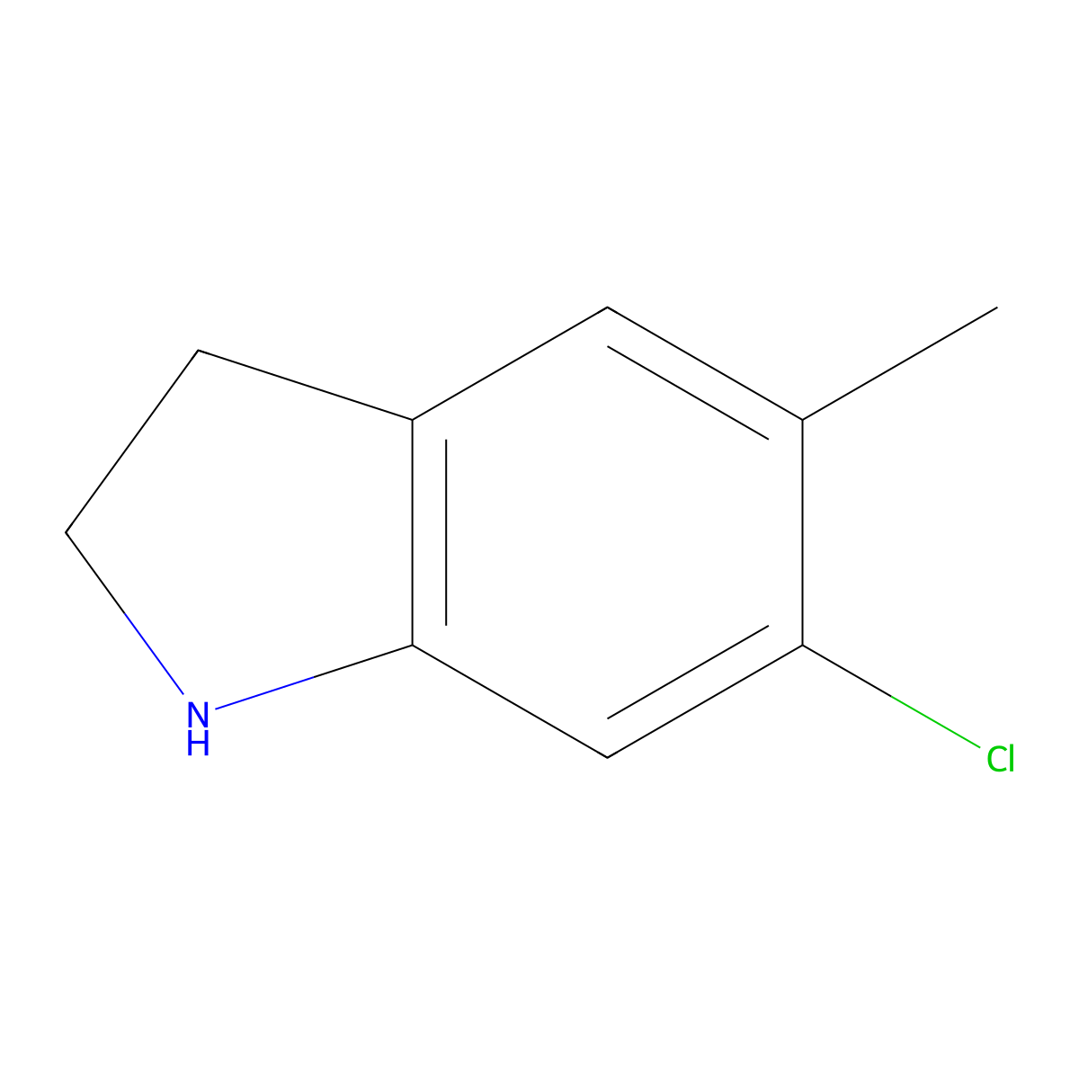 6-Chloro-5-methylindoline molecular structure, CAS 162100-44-9