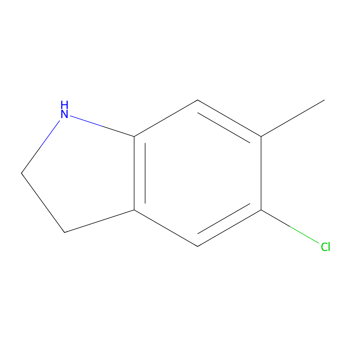 5-Chloro-6-methylindoline molecular structure, CAS 162100-57-4